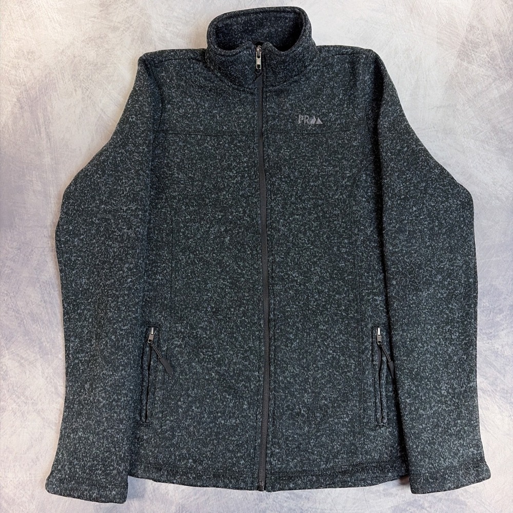 Powder River Outfitters Jacket Girls XL Gray Marled Full Zip Sweater Fleece Coat